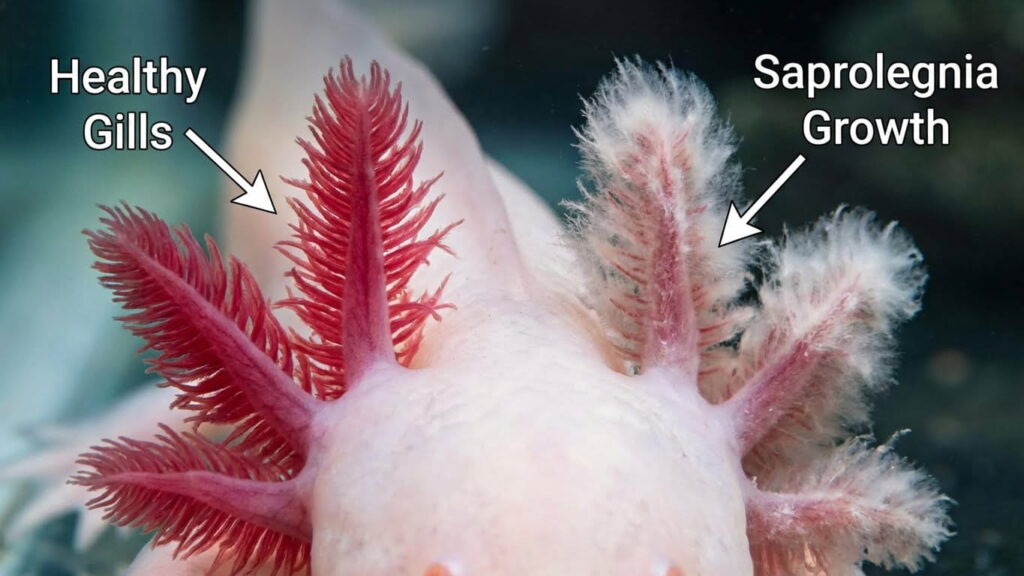 Axolotl Health and Pathology: A Guide to Common Ailments and Therapeutics 1 Healthy gills - Saprolegnia Growth